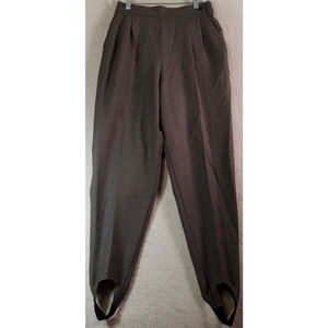 Land'n Sea Dress Pants Womens Petite 10 Brown Gray stirrup Pockets Elastic Waist